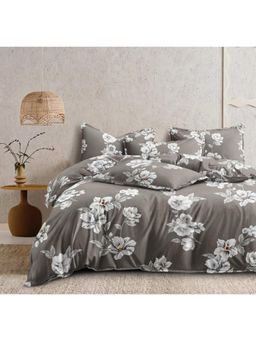 BAJO'S - 100% Cotton 300 Tc King Size Bedsheet with pillow covers Grey