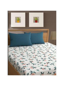 BAJO'S - 100% Cotton 300 Tc King Size Bedsheet with pillow covers Blue