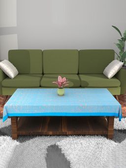 Kuber Industries - Table Cloth for Dining Table – Golden Swiss- Sky Blue (4 Seater)