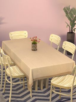 Kuber Industries - Table Cloth for Dining Table – Golden Swiss- Fawn (6 Seater)