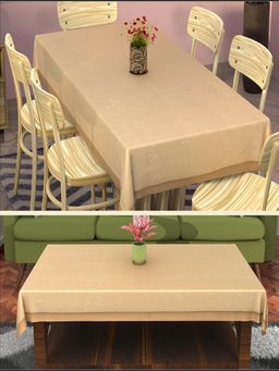 Kuber Industries - Dining & Centre Table Cover – Golden Swiss- Fawn (Pack of 2)