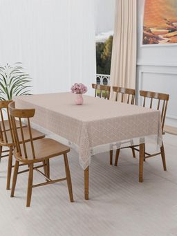 Kuber Industries - PVC 6 Seater Dining Table Cover – Zig Zag FBM - Beige & Cream
