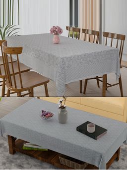 Kuber Industries - Dining & Centre Table Cover – Self Boring Design - Grey (Pack of 2)