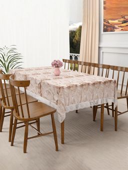 Kuber Industries - PVC Dining Table Cover 8 Seater – Marble Print - Brown