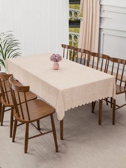 Kuber Industries - PVC Table Cover – Shining Khadi Cutwork - Beige (6 Seater)