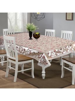 Kuber Industries - Dining Table Cover PVC Spill Proof Paisley Pattern Tablecloth – Gold (6 Seater)