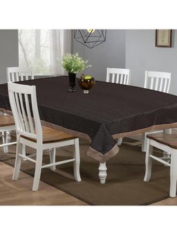 Kuber Industries - Dining Table Cover Kitchen Dinning Protector With Jute Lace – Brown (6 Seater)