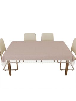 Kuber Industries - Plain Texture 6 Seater Dining Table Cover for Hall Décor – Beige