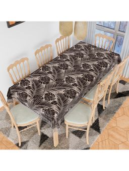 Kuber Industries - PVC 3D Leaf 8 Seater Dining Table Cloth Cover – Brown