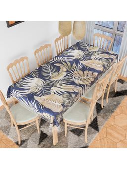 Kuber Industries - PVC Green Leaf 8 Seater Dining Table Cloth Cover – Blue