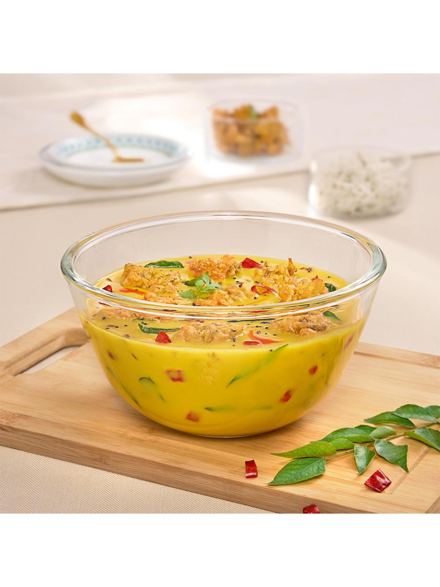 Borosil 900ml Borosilicate Glass Mixing Bowl, Microwave Safe, Made in India