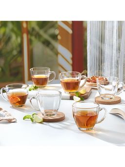 Borosil - 175ml Cyder Borosilicate Glass Mug, Microwave & Dishwasher Safe (Pack of 6)