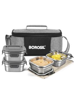 Borosil - Feast Stainless Steel Lunch Box with Bag