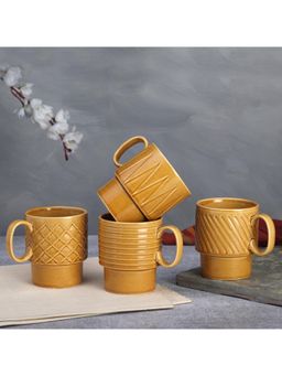 BODHI HOUSE - 150ML Stackable Ceramic Cups - Brown (Pack of 4)