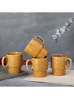 BODHI HOUSE - 250ML Stackable Ceramic Cups - Brown (Pack of 4)