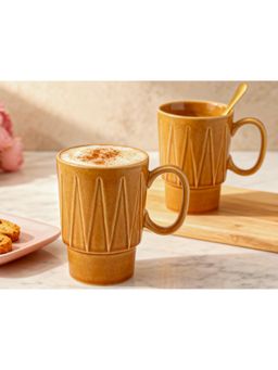 BODHI HOUSE - 350ML Stackable Ceramic Coffee Mugs - Brown (Pack of 2)