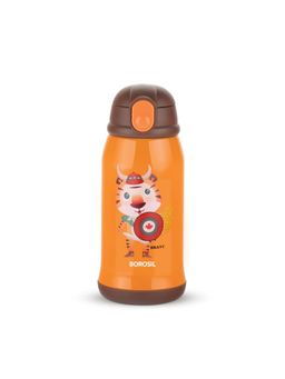Borosil - Tigry 500ml Kids Steel Sipper Bottle, Double Wall, 12-Hour Hot and Cold