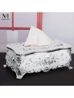 NFI Essentials - European Style Luxurious Tissue Box Holder for Home Office Decoration - Silver