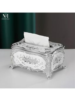 NFI Essentials - European Style Luxurious Tissue Box Holder for Home Office Decoration - Silver