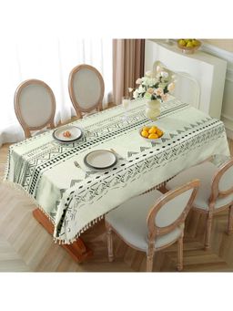 Cortina - Cotton-Linen Waterproof Table Cover for Dining Table – White Boho (4 Seater)