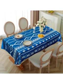 Cortina - Cotton-Linen Waterproof Table Cover for Dining Table – Blue (4 Seater)