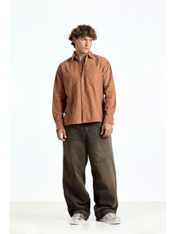Bonkers Corner - Brown Cotton Regular Fit Collar Neck Solid Shirt