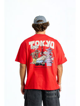 Bonkers Corner - Tokyo Icons Red Oversized T-shirt For Men