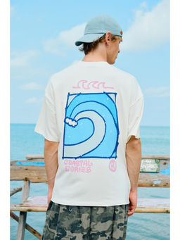 Bonkers Corner - Coastal Stories Off White Oversized T-shirt For Men