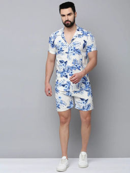SHOWOFFFF - White Cotton Blend Half Sleeves Printed Co-Ord Set