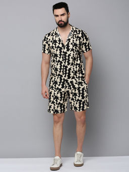 SHOWOFFFF - Beige Cotton Blend Half Sleeves Printed Co-Ord Set