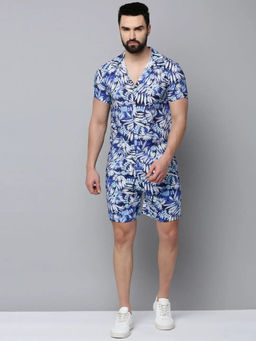 SHOWOFFFF - Blue Cotton Blend Half Sleeves Printed Co-Ord Set