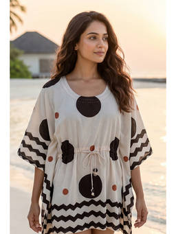 NAVYAS FASHION - White Bagru Mulmul Kaftan