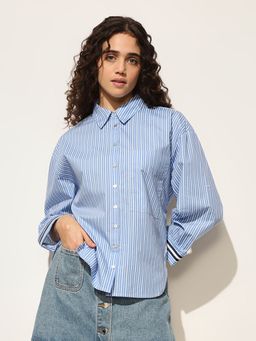 ONLY - Blue Striped Cotton Shirt