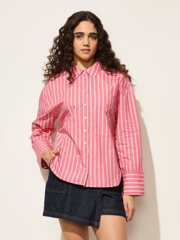 ONLY - Pink Striped Cotton Shirt
