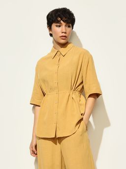 ONLY - Mustard Cotton Solid Shirt