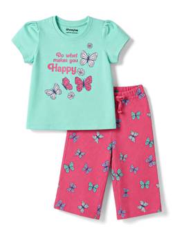 Honeyhap - Premium Cotton Capri With Bio Finish T-Shirt Green