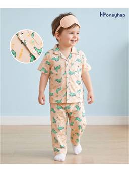 Honeyhap - Premium Cotton Pyjama With Shirt Beige