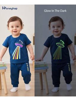 Honeyhap - Premium Cotton Joggers With T-Shirt Blue