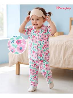 Honeyhap - Premium Cotton Pyjama With Shirt Pink