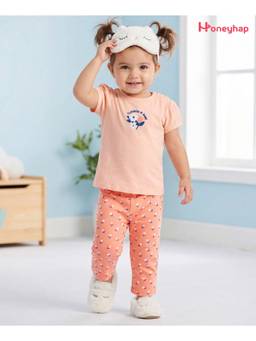 Honeyhap - Premium Cotton Pyjama With T-Shirt Orange