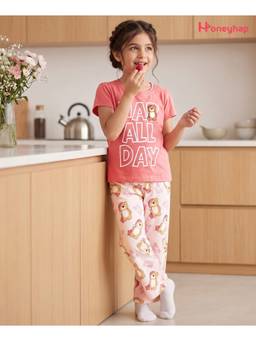 Honeyhap - Premium Cotton Pyjama With T-Shirt Pink