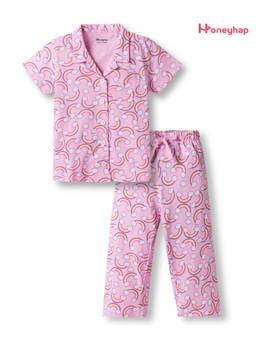 Honeyhap - Premium Cotton Pyjama With Shirt Pink