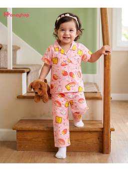 Honeyhap - Premium Cotton Pyjama With Shirt Pink