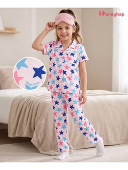 Honeyhap - Premium Cotton Pyjama With Shirt Pink