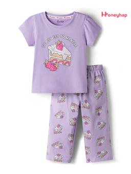 Honeyhap - Premium Cotton Pyjama With T-Shirt Lavender
