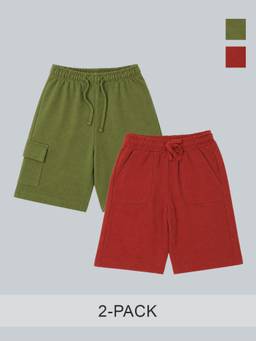 Kauma - Boys High-Rise Cargo Shorts Multi-Color (Pack of 2)