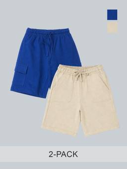 Kauma - Boys High-Rise Cargo Shorts Multi-Color (Pack of 2)