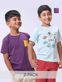 Kauma - Boys Printed T-Shirt Multi-Color (Pack of 2)