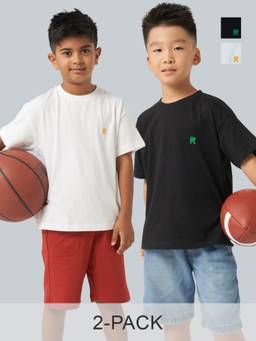 Kauma - Boys Brand Logo Drop-Shoulder Sleeves T-Shirt (Pack of 2)