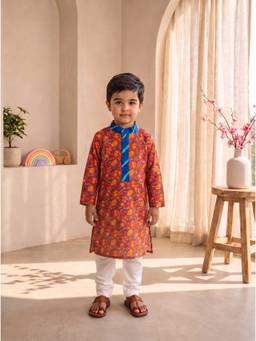 EXCLUSIVE FROM JAIPUR - Maroon Floral Print Kurta With Pyjama